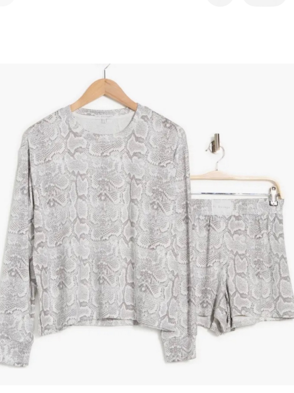 PJ Salvage Medium Pajamas Set Long Sleeve Top & Boxer Shorts Pajamas in Grey NWY